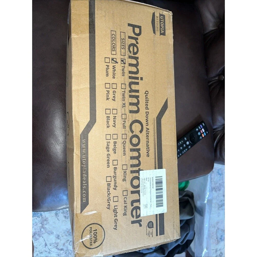 Box Stitched Down Alternative Comforters Twin Size (White)
